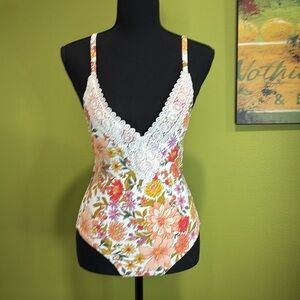 Sea Angel Floral Lace One Piece Swimsuit Size Extra Small